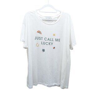 New Wildfox 'Just Call Me Lucky' Oversized Loose Tee T-Shirt Size Medium